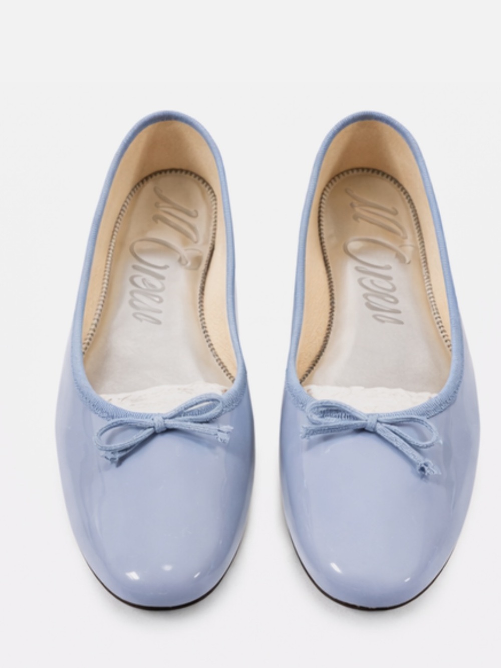 J.Crew Zoe Patent Leather Ballet Flats Icy Blue Bow Women’s Size 8